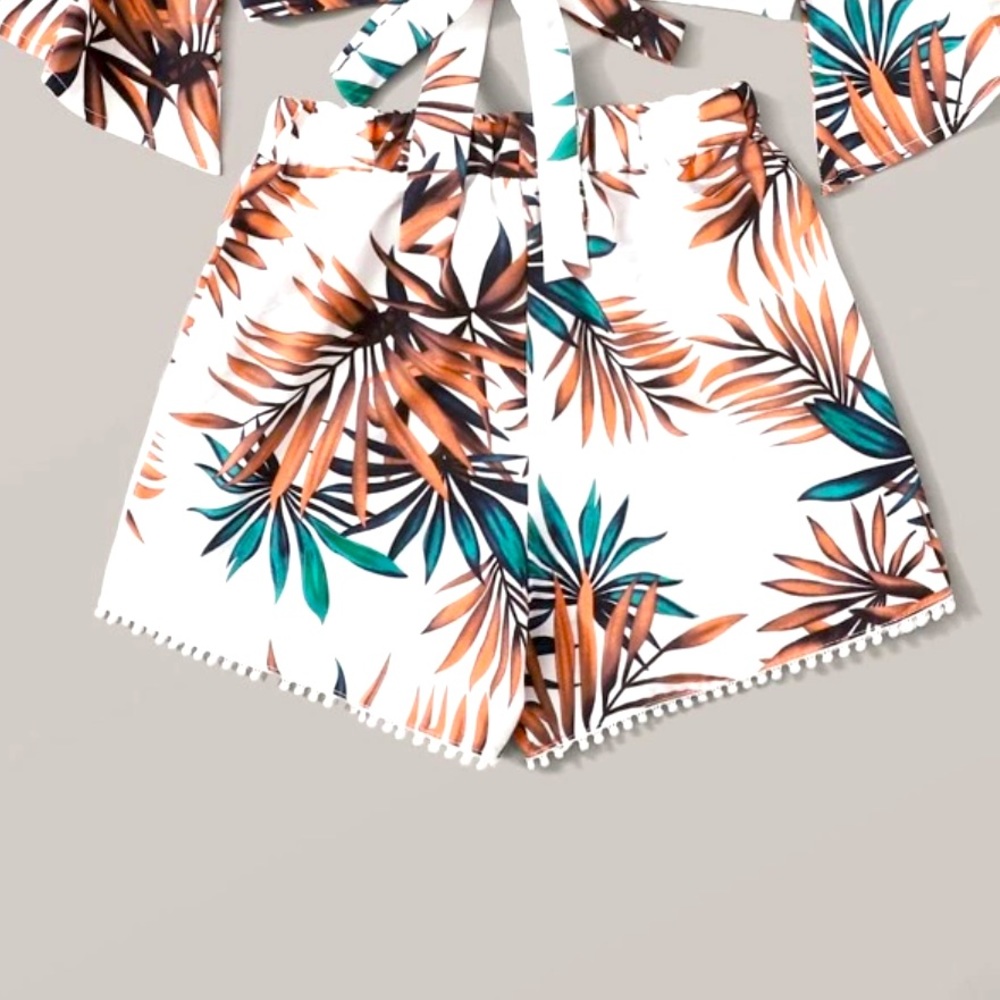 High-waisted tropical shorts